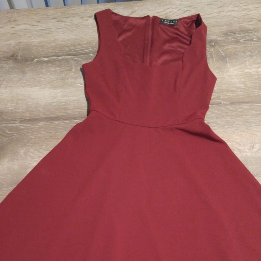 Maroon Square Neck Dress